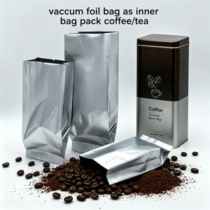 Sachet intérieur en aluminium à soufflet latéral haute barrière de qualité alimentaire, thermoscellable, vierge, petit format, pour thé, grains de café, biscuits - Product Image 1