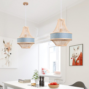 โคมไฟแขวนสไตล์นอร์ดิกทรงกลมหลอดไฟ E27 โคมไฟศิลปะไม้ไผ่สำหรับห้องนอนห้องรับประทานอาหาร - Product Image 3
