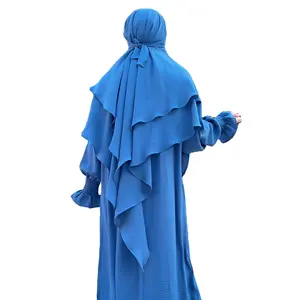 Abaya-bufanda larga de dos capas para mujer, Hijab islámico, HJ908, venta al por mayor, 2023