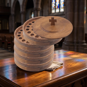 Plateau de communion en bois de qualité commerciale, le plus vendu, pour services religieux, design empilable, finition polie, compatible lave-vaisselle, durable - Product Image 2