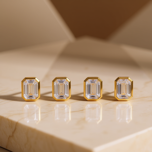 Orecchini a Perno E2511 in Oro con Cristalli e Strass, Montatura Geometrica, Stile Classico per Uso Quotidiano Femminile - Product Image 2