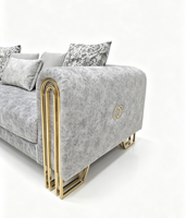 Canapé moderne de luxe 3 places + fauteuil individuel, ensemble de canapés rembourrés pour salon avec décor en acier doré, meubles haut de gamme pour hôtel