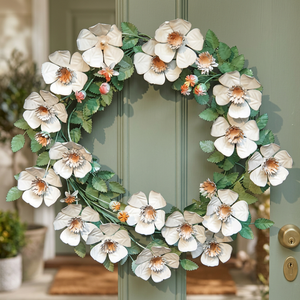 Corona Floral Rústica Hecha a Mano, Redonda, Decorativa, de Metal, sin Luces, en Paquete Individual, Estilo Artesanal - Product Image 4