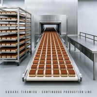 Ligne de production de tiramisu halal sans alcool, avec crème mascarpone, aérateur et machine de dépose en couches, pour les acheteurs du Moyen-Orient