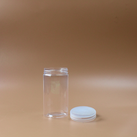Pot en plastique PET transparent de qualité alimentaire avec couvercle à vis en aluminium, conteneur de stockage pour biscuits, gâteaux, pizzas, logo personnalisé, design cylindrique transparent