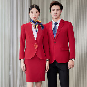 Conjunto de <span class=keywords><strong>traje</strong></span> de gerente profesional para mujer, <span class=keywords><strong>chaqueta</strong></span> roja y mono para primavera Otoño, nuevo vestido ejecutivo para habitación de invitados para hombres - Product Image 4