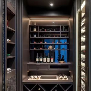 Armoire à vin intégrée de style minimaliste personnalisé, design élégant avec étagères ouvertes, armoire murale pour les intérieurs modernes de la maison, salon - Product Image 4