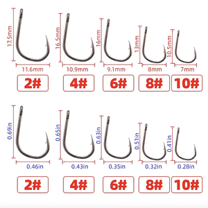 Hirisi 8001 carbon cao lớp phủ thép không gỉ thép gai móc cá chép câu cá móc gói với bán lẻ hộp ban đầu 50 cái mỗi gói - Product Image 6