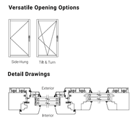 Fenêtre à battant et à bascule en bois recouvert d'aluminium CHAMBROAD, triple vitrage, verre Low-E, quincaillerie de marque allemande, isolation acoustique