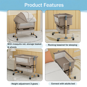 <span class=keywords><strong>Culla</strong></span> Elettrica Multifunzionale con Tre Posizioni di Altezza Regolabile, Zanzariera, Cestino Portaoggetti e Ruote - Product Image 3