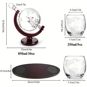 Ensemble de <span class=keywords><strong>carafe</strong></span> à whisky en verre borosilicate <span class=keywords><strong>Globe</strong></span> à voile créatif exquis, <span class=keywords><strong>carafe</strong></span> à whisky, 2 verres, support en bois, sans plomb, 850 ml, élégant - Product Image 5