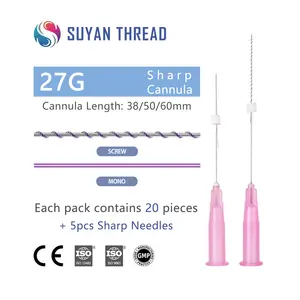 Premium sharp needle face wrinkle medical Mono screw 27G 38mm 50mm Pdo Thread Lifting 27g 60mm mono screw pdo thread lift