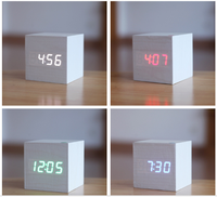 EMAF Chine Horloge de table électronique miniature bon marché en bois cube LED numérique Affichage de l'heure Cadeau promotionnel de bureau pour enfants