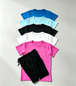 T-shirts et shorts de sport unisexes LOKLOK de haute qualité, séchage rapide, respirants, antibactériens, vêtements de fitness et de football à manches courtes, 100% coton - Product Image 1
