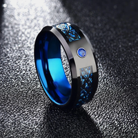 Hots Vente Anneau De Tungstène Améthyste Incrustation Bleu Fibre De Carbone et Noir Dragon Celtique Anneaux 8mm Bleu CZ Pierre Incrustation Anneau De Tungstène