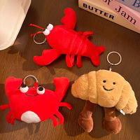 Porte-clés pendentif en peluche de crabe ou écrevisse, souvenir populaire, jouet de machine à griffes, poupée à suspendre pour sac à dos