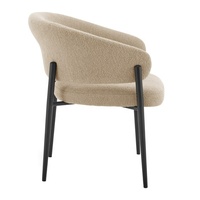 Chaise d'appoint moderne en bouclette avec dossier incurvé et accoudoirs circulaires