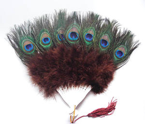 Abanico de plumas de pavo real negro al por mayor para mujer espectáculo de disfraces fiesta de té vacaciones baile nupcial boda decoración sesión de fotos accesorio - Product Image 2
