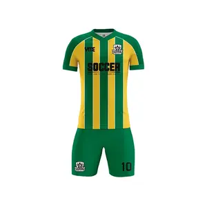 comfortable high quality soccer uniform team training yellow green football Jersey