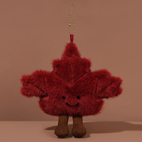 Porte-clés pendentif en peluche mignon de dessin animé, grande flocon de neige et feuille d'érable rouge, avec visage souriant, style Kawaii
