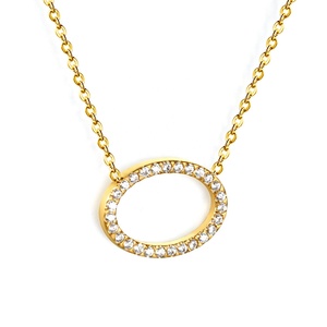 Nuevo Collar de Moda con Circonita Grande Redonda, Chapado en Oro de 18K, Acero Inoxidable, Colgante Circular de Tendencia para Mujer - Product Image 1