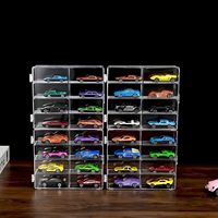 Vitrine en acrylique transparent à l'échelle 1/64 pour Hot Wheels & Matchbox Cars Dust Cover Storage Box Compatible Hot Wheels Collection