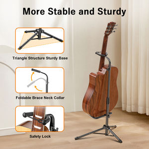 Accessoires pour instruments de musique, support de <span class=keywords><strong>guitare</strong></span> pliable réglable en hauteur, en métal, portable, pour guitares électriques, acoustiques, basses - Product Image 2