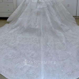 Robe de mariée de luxe à épaules dénudées avec corsage perlé et appliqués, robes de mariée pour femme Lsjj94 - Product Image 6