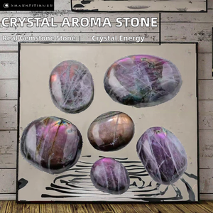 Şifa Veren Kristal Taşı Değerli Taş Masa Dekoratif Süsleri Doğal Mor Işıklı Labradorit Ham Avuç Taşı Feng Shui - Product Image 2
