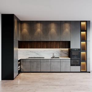 Cuisine modulaire scandinave moderne, armoires personnalisées, finition mélamine, contreplaqué, aggloméré, pour appartement - Product Image 2