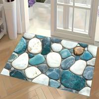 Tapis en velours cristal doux à effet 3D anti-fatigue, lavable, en polyester, avec dos antidérapant à picots, pour salon et entrée.