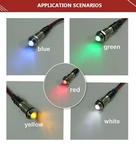 Alta calidad color personalizado verde IP67 6MM impermeable 12V LED indicador luz latón para motocicleta