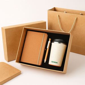 Set de Regalo Ecológico con Cuaderno de Bambú, Vaso de Paja de Trigo y Bolígrafo en Caja de Cartón Kraft para Marca Corporativa - Product Image 4