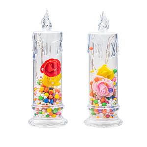 Velas LED de Lujo con Flores Iridiscentes Eternas, Velas sin Llama que Funcionan con Batería, Regalo para el Hogar, Decoración de Bodas, Velas Eléctricas de Pilar - Product Image 5