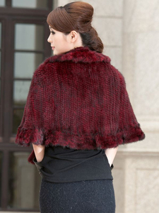Women's Luxury Winter Knitted <strong>Mink</strong> Fur Shawl Genuine Cape <strong>Poncho</strong> for Wedding Parties Casual Outerwear Cotton Filling Polyester - Product Image 3