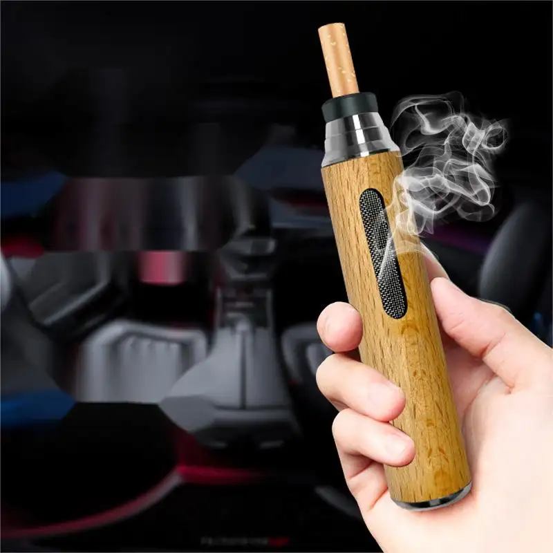 2023 Wholesale Ashtray in the Car Home Use Wooden Smokeless Ashtray Handheld Outdoor Ashtray