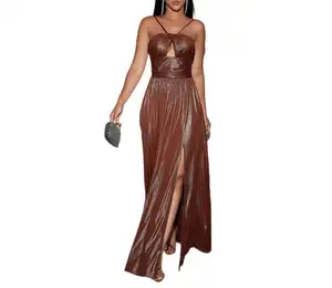 Custom Sexy Ladies Long Prom Dresses Long With High Slit Petite Spaghetti Straps Formal Evening Party Gowns For Women