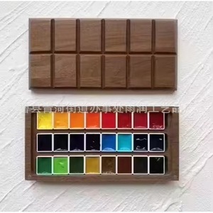 Boîte de peinture à l'<span class=keywords><strong>aquarelle</strong></span> en bois de noyer, 24 couleurs, 5 ml chacune, forme carrée, faite à la main pour la peinture sur papier, fournitures de base - Product Image 1