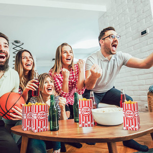 Bolsas de papel para palomitas de maíz, contenedor de palomitas de maíz rojo y blanco, funda desechable para palomitas de maíz para fiesta temática de películas <span class=keywords><strong>Retro</strong></span>, suministros de Carnaval - Product Image 6
