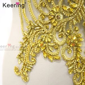 Robe de mariée <span class=keywords><strong>en</strong></span> or Royal, corsage personnalisé, Applique perlée, Patch - Product Image 4