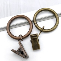 Accessoire pour tringles à rideaux en métal plaqué de 1 pouce avec anneaux ronds noirs pour rideaux, crochets à œillets
