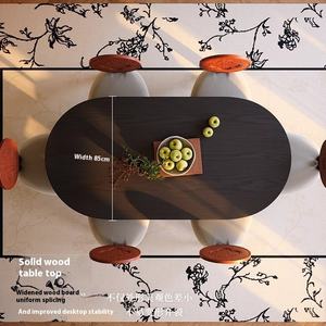 Ensemble de table et de chaises de salle à manger ovales en bois massif moderne pour petit appartement, salon, meubles de maison - Product Image 4