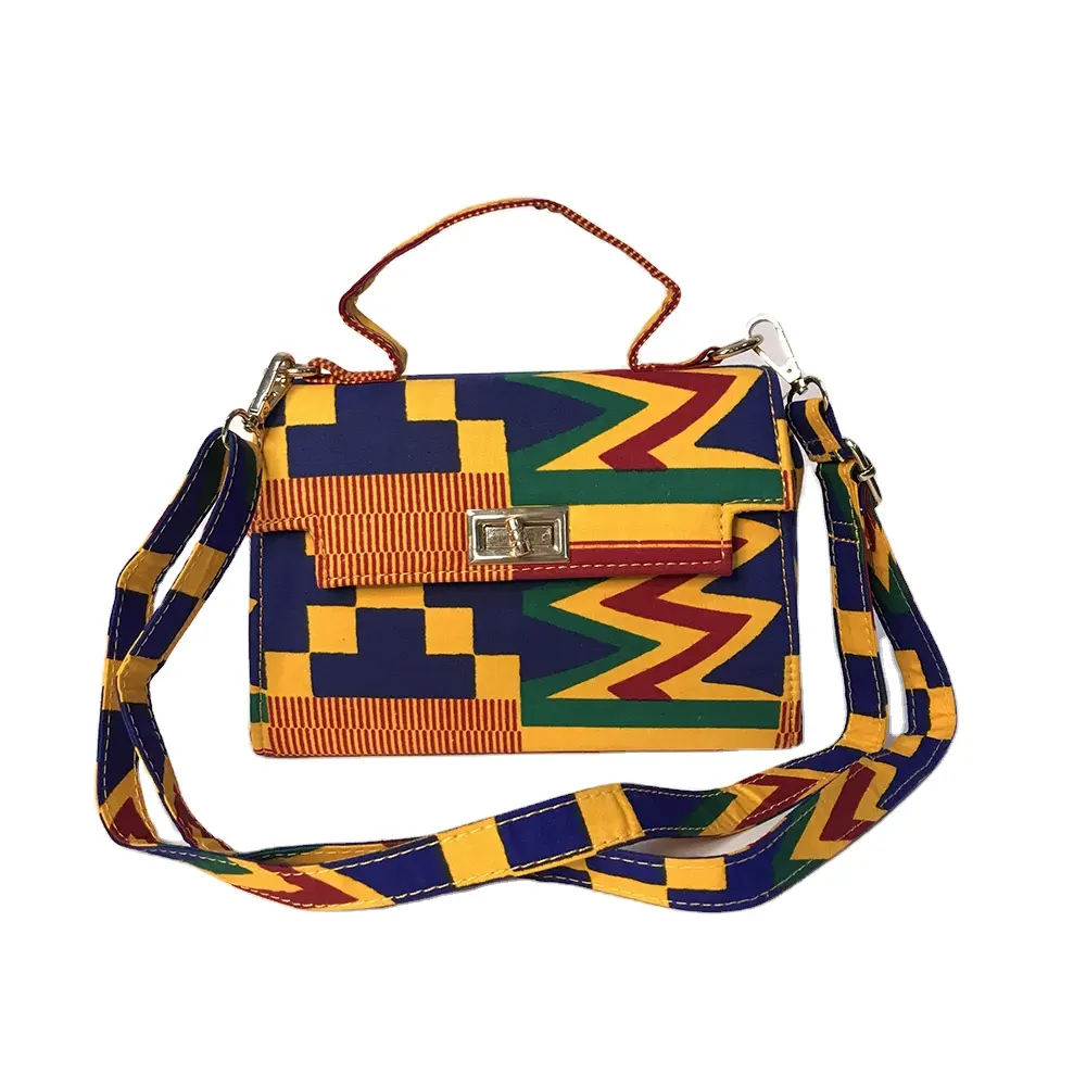 Hot African Fabric Wax Print Ankara Handbag Cross Black Art Girls Body Handbags Ladies African Bags Highlight Discount Promotion