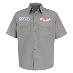 Venda quente manga curta Industrial atacado homens personalizados mecânico uniforme trabalho camisa