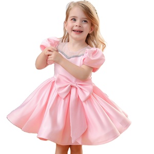 <b>Kids</b> Clothes Dress <b>Bubble</b> Sleeve Bow-Knot Birthday Party Baptism Dress Cotton Lining High Quality Baby Girls Princess Dresses - Product Image 2
