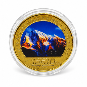 Moneta 2026 con i 10 massimi picchi di montagna del <span class=keywords><strong>mondo</strong></span>, placcata in oro, stampa a colori su ferro con custodia in acrilico - Product Image 4
