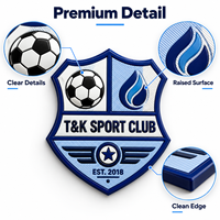 Écusson personnalisé multicouche 3D en TPU, patch PVC OEM à coudre ou thermocollant pour maillot, veste, chapeau, sac de club de football à quatre panneaux