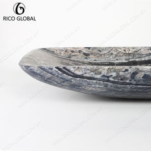 อ่างล้างหน้าหินอ่อนสีเทาเข้มทรงสี่เหลี่ยมสำหรับวางบนเคาน์เตอร์ - Product Image 3