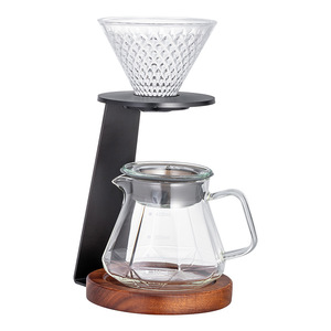Cafetière à filtre en verre Kafei Shi avec base en bois pour 2 personnes - Product Image 5