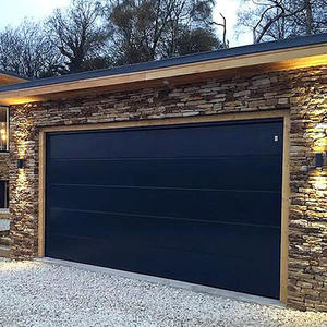 Remises Exclusives Portes <span class=keywords><strong>de</strong></span> <span class=keywords><strong>Garage</strong></span> Automatiques Modernes Haut <span class=keywords><strong>de</strong></span> Gamme en Aluminium avec Isolation Thermique et Pare-Vent en Verre Miroir pour Villas - Product Image 4